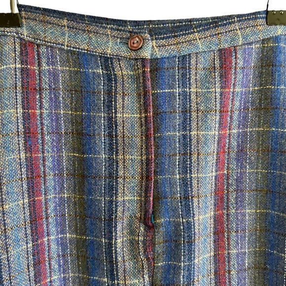 Vintage A-line Blue Midi  Wool Plaid Women's Skirt Size 12 - Picture 4 of 10